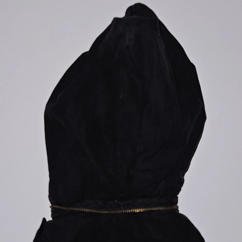 Old Navy Black Denim Jacket Full Zip Hooded Boys XS Airlift Command Halloween
